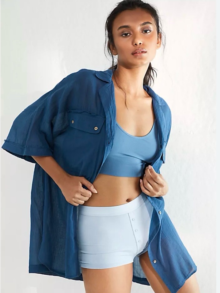 Free People Oversized Button-Up Shirt